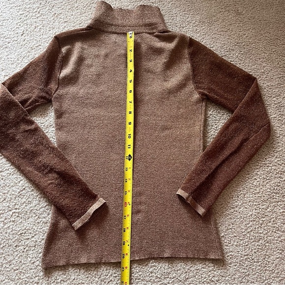 Cache S SILK Metallic Gold Mesh Collared Sweater Knit Top Holiday Elegant VtgY2K - Picture 13 of 15